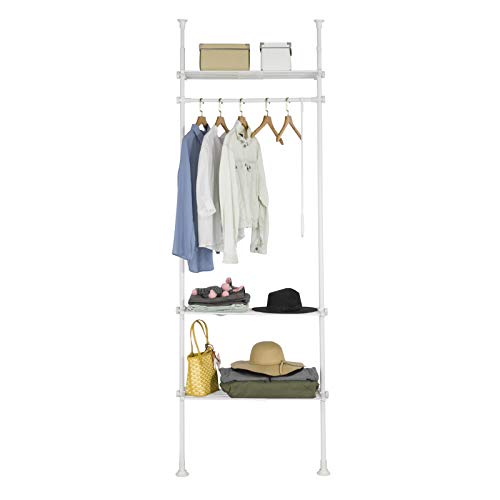 SoBuy Cabina Armadio componibile Armadio Appendiabiti Altezza Regolabile: 233~300 cm,Lunghezza: 52-80 cm Bianco KLS07-W