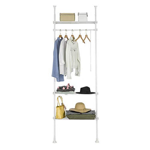 SoBuy Cabina Armadio componibile Armadio Appendiabiti Altezza Regolabile: 233~300 cm,Lunghezza: 52-80 cm Bianco KLS07-W