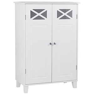 RELAX4LIFE Armadietto da Bagno con 2 Ante e 3Ripiani,Mobilettocon2Ripianiregolabili,Contenitore multiusocon Grande capacità,Mobile autoportante per Bagno, Soggiorno, Bianco,60 x 30 x 87,5 cm