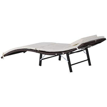 Outsunny Sdraio Lettino da Giardino Ergonomica con Cuscino Rimovibile Pieghevole Rattan 196x61x53cm Bianco