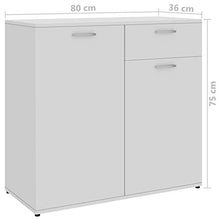 XHCP Credenza, Comodino, Comodino, cassettiera per la casa Soggiorno Camera da Letto Bianco Lucido 80x36x75 cm truciolare