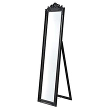 [en.casa] Specchio da Appoggio/Terra/Pavimento a Figura Intera Forma Rettangolare con Inclinazione Regolabile 160 x 40 cm Cornice in Eucalipto Stile Barocco - Nero