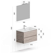 Yellowshop. - Mobile Bagno sospeso 80 cm Stile Moderno 2 cassetti lavabo specchiera LED MOD. Andre Plus (Cannella)