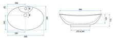 VBChome Lavabo in ceramica, 60 x 40 x 17 cm, design ovale, lavabo, per bagno, lavandino d'aspirazione, per ospiti, WC