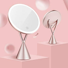 OMLTER Specchio Trucco con Rimovibile 5X Lente d'Ingrandimento, Portatile Pieghevole Desktop Bellezza Specchio con LED Luce, Ricaricabile Specchio Trucco per Dormitorio, Bagno, Hotel