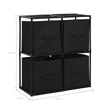 vidaXL Armadietto con 4 Cestini in Tessuto Nero 63x30x71 cm in Acciaio Mobile Utile Pratico Comodo Funzionale Soluzione Salvaspazio Robusto Solido