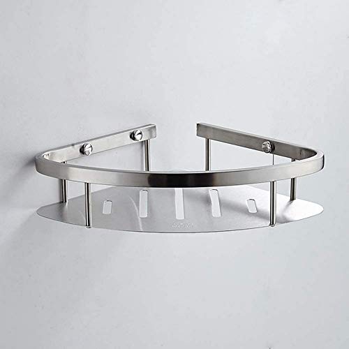 UWY Mensola angolare per Bagno in Acciaio Inox 304 Spazzolato Mensola per Doccia Treppiede Portaoggetti per Cucina a Parete Supporto angolare Cestino Argento Porta Asciugamani, Pannello Cavo e a