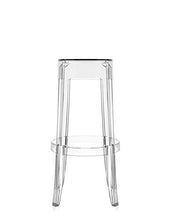 Kartell Charles Ghost Sgabello Large, H. 75 cm, Set da 2, Policarbonato Trasparente o colorato in Massa, Cristallo, H. 75