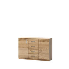 3xeliving La cassettiera Alicja classica e spaziosa con 4 cassetti e due armadi in rovere wotan è ideale per una camera da letto, stanza, bagno 120 cm