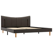 Tidyard Struttura Letto Giroletto Matrimoniale Moderno in Similpelle Antracite con Doghe Legno e Luce LED 140x200/160x200/180x200 cm,Letto con Doghe,Letto con Rete,Letto in Tessuto