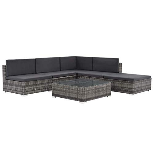 vidaXL Divani Set da Giardino 16pz in Polyrattan Grigio Salotto Canapè Esterno