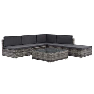 vidaXL Divani Set da Giardino 16pz in Polyrattan Grigio Salotto Canapè Esterno