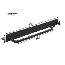 ZLININ Y-longhair - Portasciugamani in alluminio con 2 ganci, montaggio a parete, asta singola per il bagno, barra per doccia, asciugamano da bagno, anodizzato, lunghezza 43 cm
