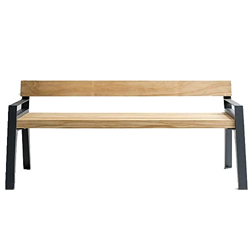 Panchina per terrazza da parco Panchine per il tempo libero da esterno, Panchine da giardino resistenti alle intemperie in ghisa e pino, Panchina decorativa retrò con schienale e braccioli, Panchina