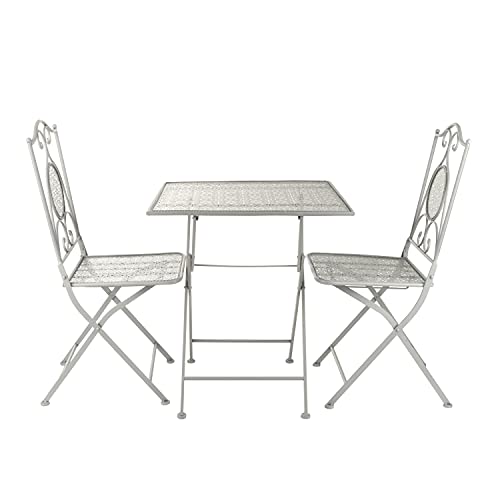 Set da giardino pieghevole tavolino e 2 sedie in ferro grigio Grigio