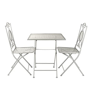 Set da giardino pieghevole tavolino e 2 sedie in ferro grigio Grigio