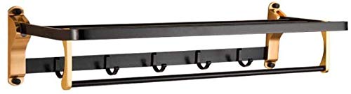 MJMJ Portasciugamano Portasciugamani A Scala da 60 Cm, Portasciugamani Doppio con Gancio per Doccia Organizer per Mensola da Bagno con Doppio Ripiano Portasciugamani(Size:60cm)