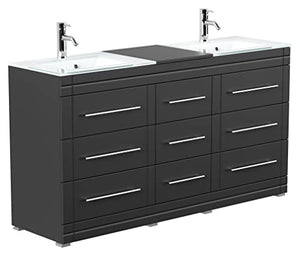 Mobile bagno a terra Vitro Modern con lavabos in vetro nero satinato
