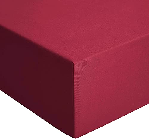 Aisbo Lenzuola Coprimaterasso Matrimoniale con Angoli Tinta Unita Estate 160x200x30cm Rosso