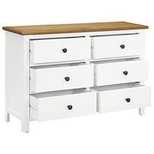 Festnight Cassettiera | Credenza con 6 Cassetti Mobiletto Mobile Arredo 105x33,5x73 cm in Legno Massello di Rovere