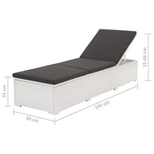 Festnight Lettino Prendisole con Cuscino, Lettini da Giardino, Sedie a Sdraio da Giardino in Polyrattan Bianco