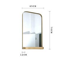 Specchio Moderno Moda Ferro battuto Appeso a Parete Bagno Camera da Letto HD Specchio per Il Trucco Semplice Soggiorno Specchio per Il Trucco di Bellezza con ripiano