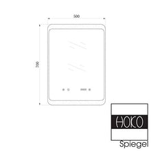 HOKO® Specchio LED per bagno, anti-appannamento riscaldamento e orologio digitale, 50 x 70cm, energetica A+, HK034A