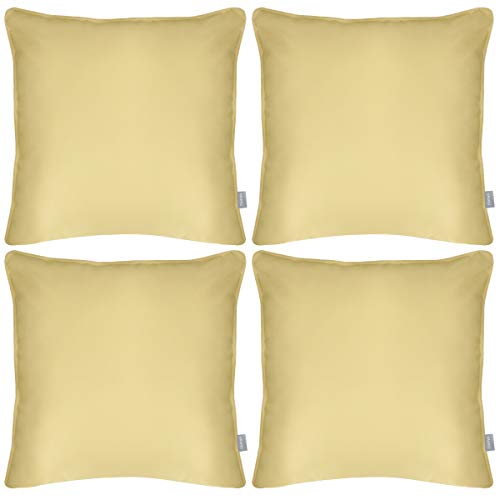 Set di 4 federe per cuscino da esterni, impermeabili, decorative, quadrate, per giardino, cortile, tenda (fodera non inserto), 45 x 45 cm, colore: cachi.