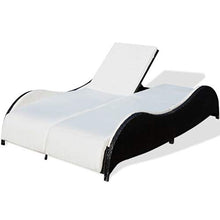 lahomie- Lettino PE Rattan per Esterno Giardino Bianco, Resistente alle Intemperie Lettino Prendisole in Rattan con Schienale Regolabile per 2 Persone