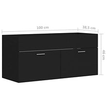 Festnight Mobile Sottolavabo, Mobile Sottolavabo per Bagno, Mobile Bagno Sottolavabo Sospeso, Mobile Bagno con Ante, in Truciolato 100x38,5x46 cm Nero
