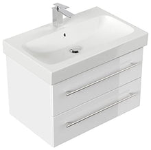emotion Lavabo con mobiletto, Legno, Bianco Lucido, 75, 2 unità