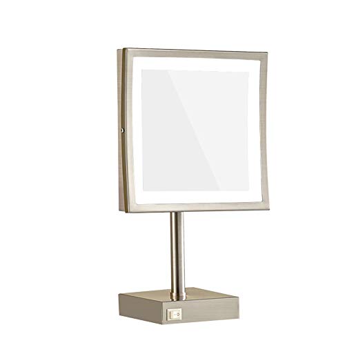 specchio trucco,specchio trucco,Specchio per trucco da tavolo da 8 pollici, metallo con ingrandimento 3 volte interruttore di disegno specchio-nichel di bellezza