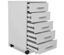 GOTOTOP Cassettiera ufficio con ruote 5 cassetti Bianco,Comodino in legno per Ufficio,33 x 38 x 63 cm
