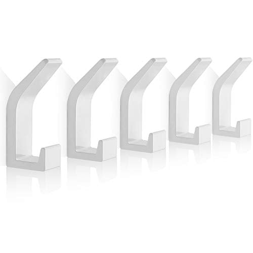 TIANTOU Ganci Adesivi Ganci Appendiabiti Impermeabile Spazio Alluminio Ganci Portasciugamani per Cucina e Bagn Ufficio 5 Pezzi (Bianca)