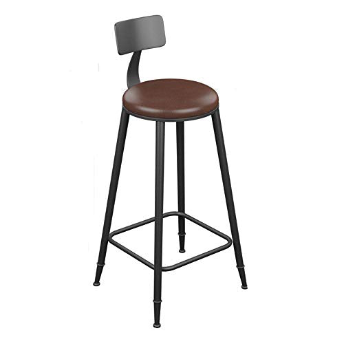 Sgabello da bar Sgabelli bar moderno e minimalista con schienale,Sgabello alto retrò in legno massello,Cuscino in pelle PU art iron,Adatto a cucina, a caffè, a studio,4 opzioni di altezza,60cm