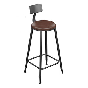 Sgabello da bar Sgabelli bar moderno e minimalista con schienale,Sgabello alto retrò in legno massello,Cuscino in pelle PU art iron,Adatto a cucina, a caffè, a studio,4 opzioni di altezza,60cm