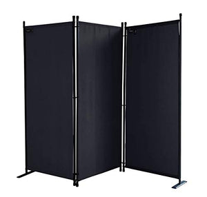 QUICK STAR Paravento da Giardino 170 x 165 cm 3 parti pieghevole Divisorio in Tessuto Protezione della Privacy Nero