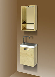 'Set di mobili"Fantasy 40 della Quercia di forniertz con mobiletto, specchio, lavabo in marmo artificiale