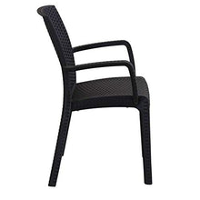 Milani Home s.r.l.s. Poltrona da Giardino Impilabile in Wicker Stampato Nero da Esterno Giardino Terrazzo Portico Locale Bar