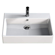 Aqua Bagno SOLO lavabo in ceramica, 60 cm, Bianco, a incastro, rettangolare, per bagno degli ospiti, montaggio a parete