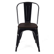 DREAMADE Set di 4 Sedie in Metallo e in Legno di Olmo, Sedie Compatte, Antiruggine e Impilabili, Sedie in Stile Industriale, Ideali per Cucina, Soggiorno e Giardino, 51 x 44 x 85,5 cm (Nero)