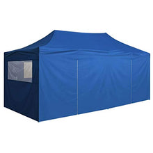 Tidyard Gazebo Pieghevole Impermeabile Blu/Crema/Antracite con 4 Pareti e Struttura in Acciaio 6x3m,Gazebo Pieghevole,Gazebo Impermeabile,Gazebo con Parete,Gazebo Richiudibile
