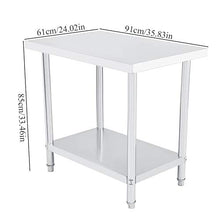 Tavolo da catering, resistente e durevole, a 2 strati, in acciaio inox, grande spazio per riporre oggetti da cucina, preparazione di cibo, 91 x 61 x 85 cm