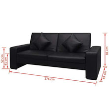 tuduo divano letto larghezza del sedile 142 cm in pelle artificiale cuscino 35 x 35 cm (L x L) per ospitare degli Ospiti inattendus durante la notte Comfort Nero Canape Camera