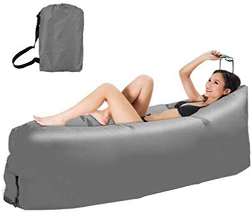 HongLianRiven Lettino da Viaggio Lettino da Viaggio Aereo Divano, Lazy Portable Air Materasso Pieghevole Cuscino d'Aria, Adatto for Interni/Esterni Spiaggia/Partito Picnic/Pool 5-26 (Color : Grey)