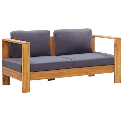 FAMIROSA Panca da Giardino con Cuscini 140 cm in Legno di Acacia Grigio