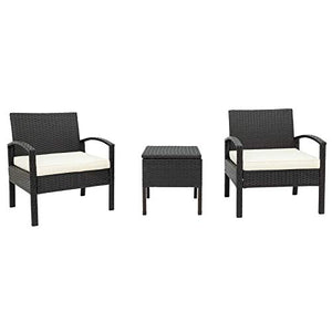 QYLJZB - Set di 3 sedie da giardino, set da bistrot per verande, veranda, piscina, con 2 sedie, 2 cuscini spessi e 1 tavolo