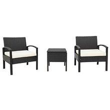 Polyrattan Sitzgruppe per 2 persone,Poly Rattan Lounge Set,2 Sessel Bank & Tisch 5cm Dicke Auflagen Sitzgruppe Garten Balkonset Gartenmöbel,Braun