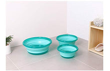 Tisi - Bacino pieghevole rotondo per lavabo, per viaggi, campeggio, escursionismo, infrangibile, in silicone, salvaspazio, 10,5 x 25,5 cm, colore: Blu lago