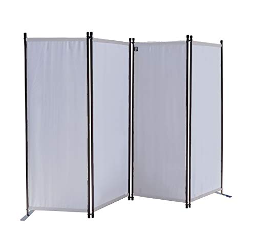 QUICK STAR Paravento da Giardino 220 x 165 cm 4 parti pieghevole Divisorio in Tessuto Balcone Protezione della Privacy Bianco